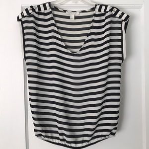 Black and white v-neck